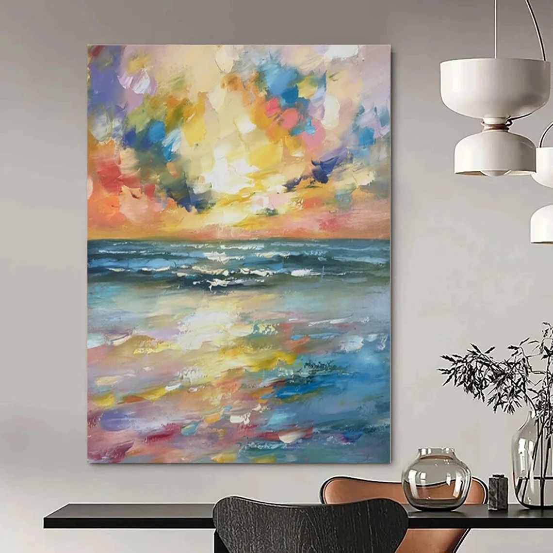 Themed Handmade Painting Coastal Suited Canvas Artwork T8ZJ2